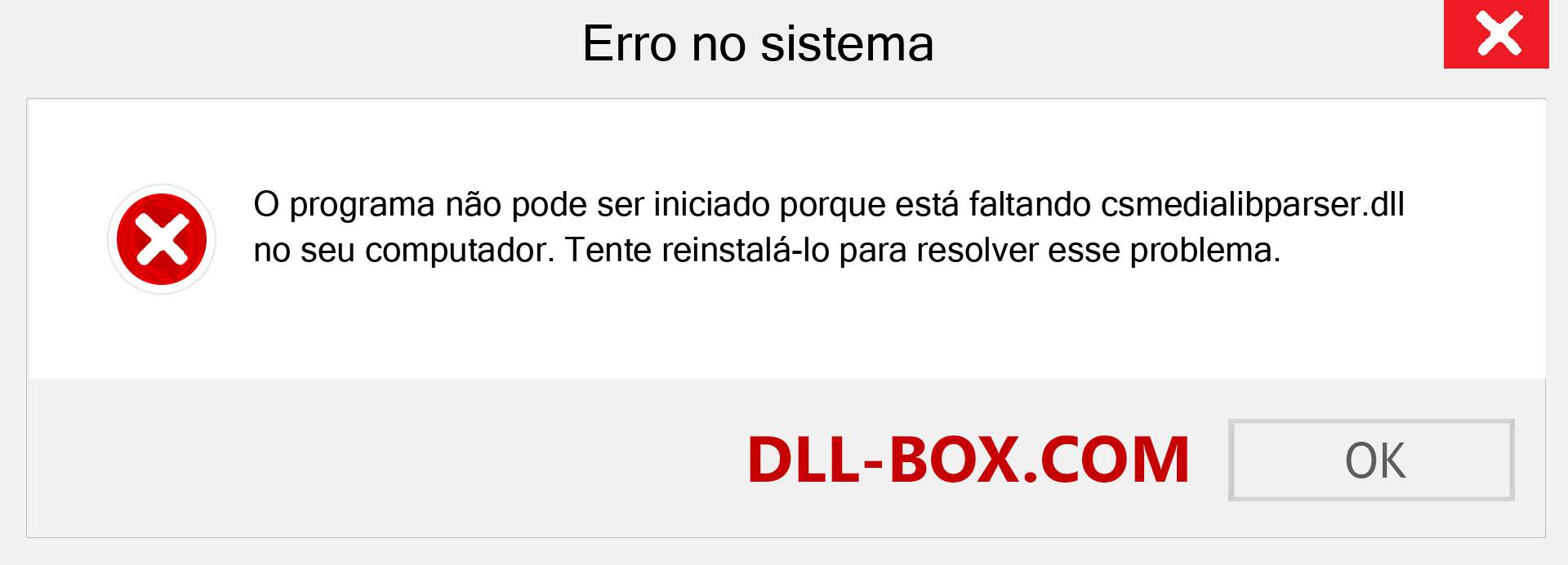 Arquivo csmedialibparser.dll ausente ?. Download para Windows 7, 8, 10 - Correção de erro ausente csmedialibparser dll no Windows, fotos, imagens
